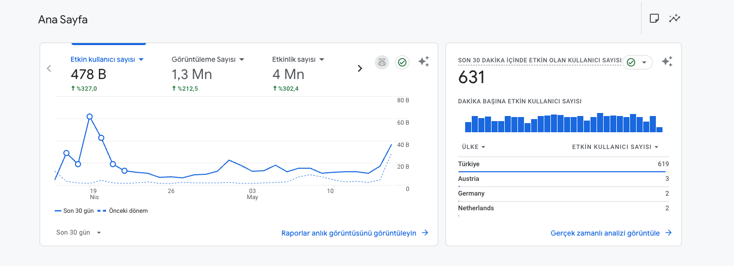 Google Analytics 478B kullanıcı