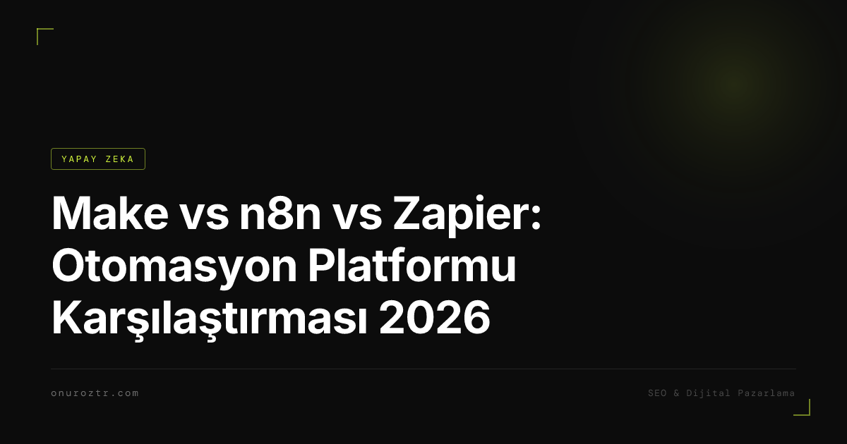 Make vs n8n vs Zapier: Otomasyon Platformu Karşılaştırması 2026