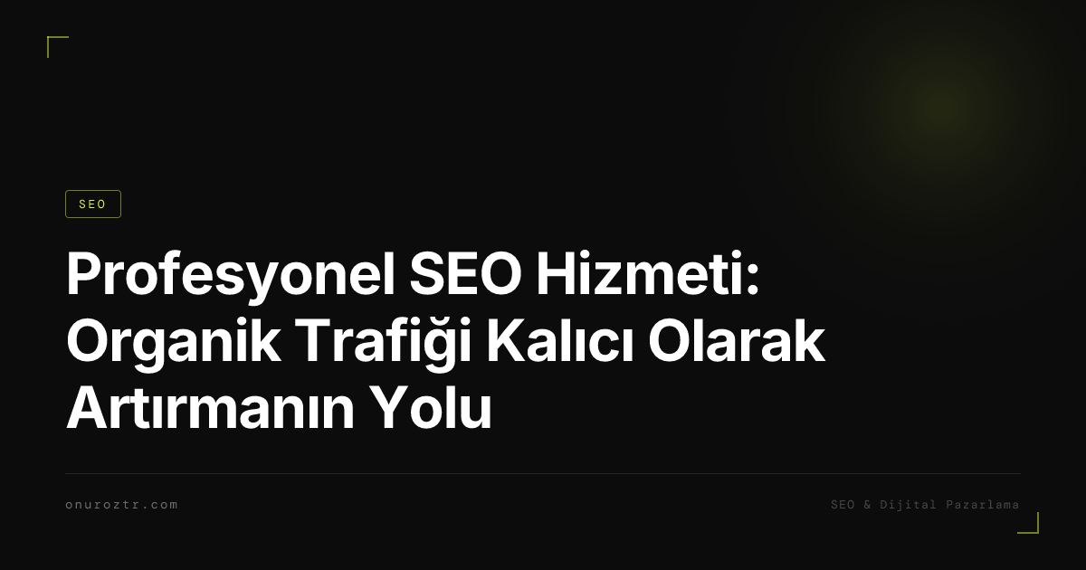Profesyonel SEO Hizmeti: Organik Trafiği Kalıcı Olarak Artırmanın Yolu