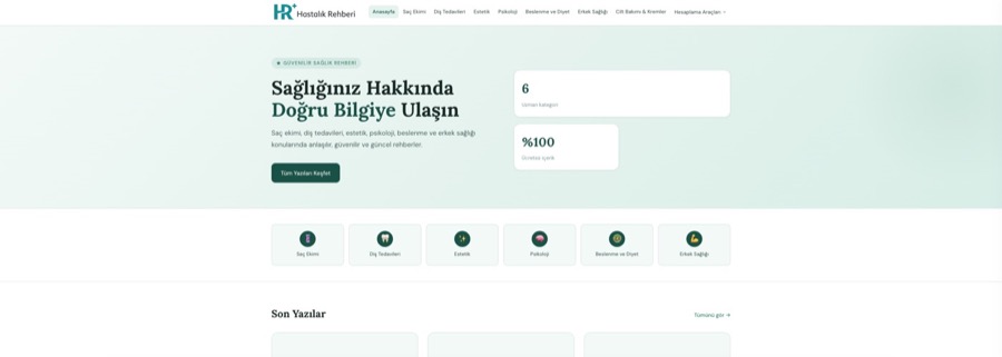 Hastalık Rehberi web sitesi tasarımı — Sağlık İçerik