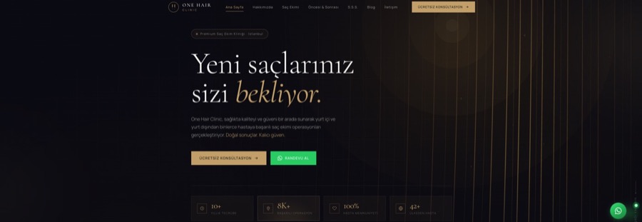 One Hair Clinic web sitesi tasarımı — Saç Ekimi